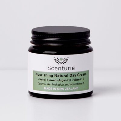 Scenturie Nourishing Natural Day Cream in an amber glass jar, 2026 Winner of Best Daily Moisturiser at the International Beauty Shortlist Awards. Handcrafted in New Zealand with Neroli, Argan Oil, and Vitamin E for sensitive and mature skin.