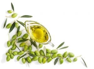 Raw olives and olive oil