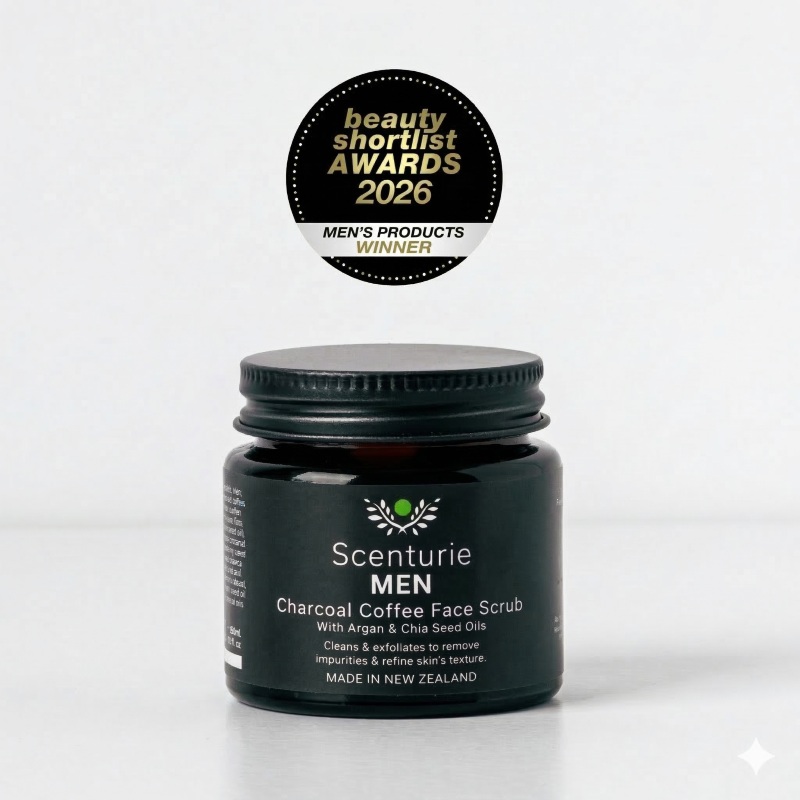 Scenturie Men's Charcoal Coffee Face Scrub - 2026 International Beauty Shortlist Award Winner: Best Men's Face Scrub